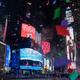 A photograph of a mostly empty NYC during the 2021 New Year's Eve event.